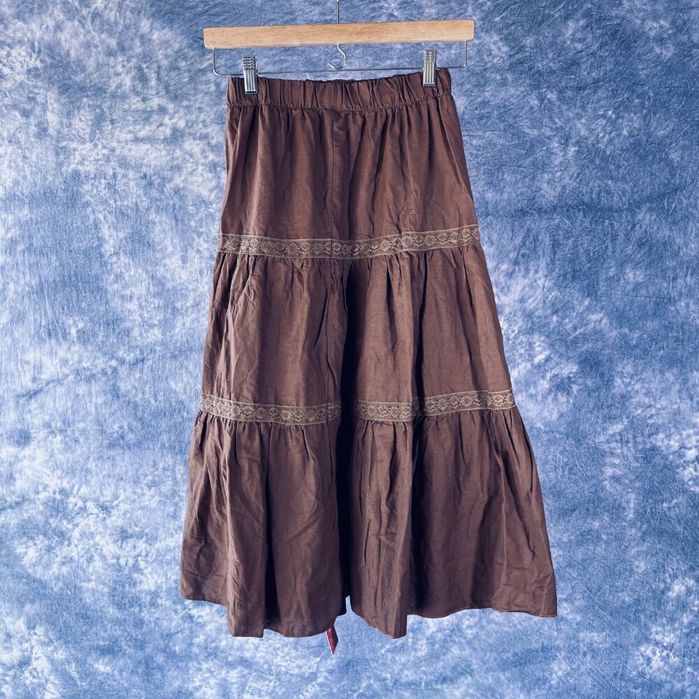 ROMWE Brown Tiered Maxi Skirt Casual Resort Wear